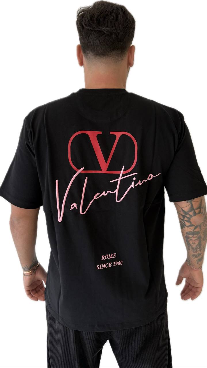 T-Shirt in cotone con ricamo Valentino e stampa vlogo signature Valentino