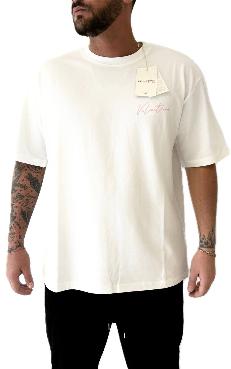 T-Shirt in cotone con ricamo Valentino e stampa vlogo signature Valentino